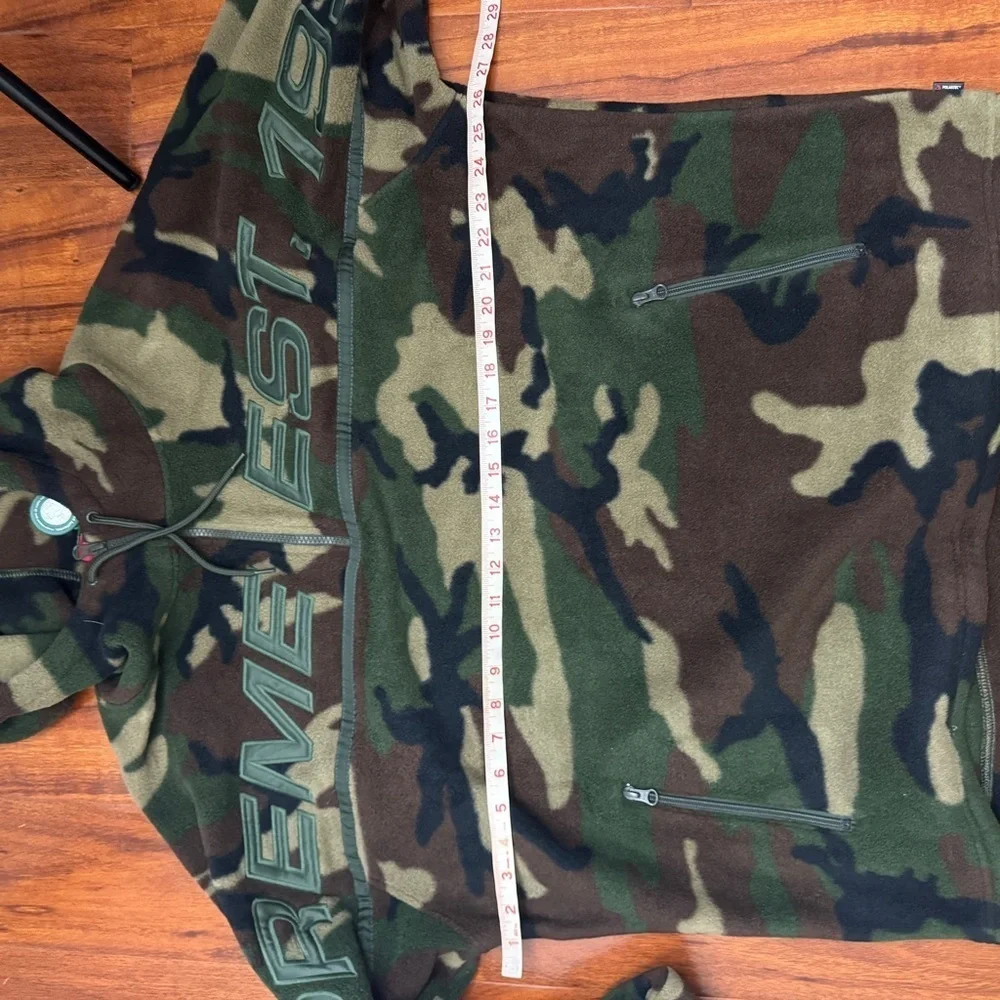 Supreme Polartec Half Zip Hooded Sweatshirt Woodland Camo Size XL